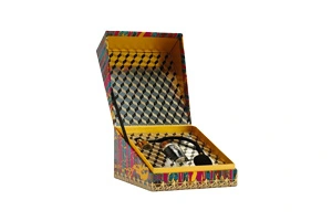 A vibrant, multi-colored luxury fragrance box featuring intricate geometric patterns and a custom insert for perfume bottles. Produced by ZY Pack's ISO-9001 and FSC-certified facility in Wenzhou, supporting large-scale global orders with 10 automated lines