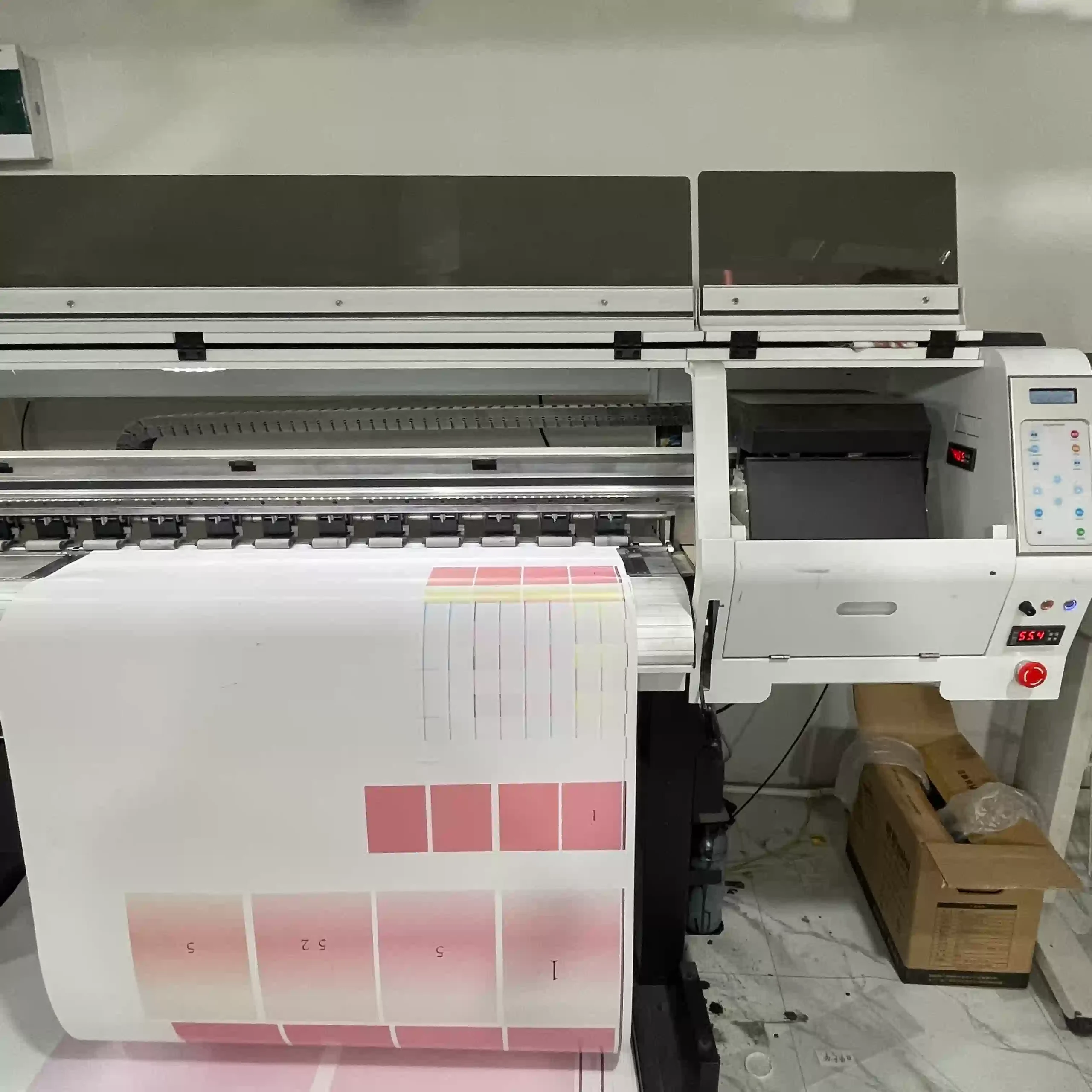 Large format digital printing machine for rigid box prototyping at ZY Pack factory in Wenzhou China