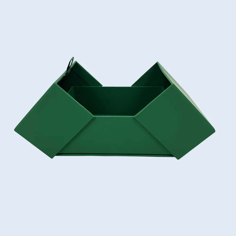 Premium red gatefold double door rigid box for Luminaire, featuring a symmetrical opening design and high-strength 1500g paperboard manufactured by ZY Pack in Wenzhou.