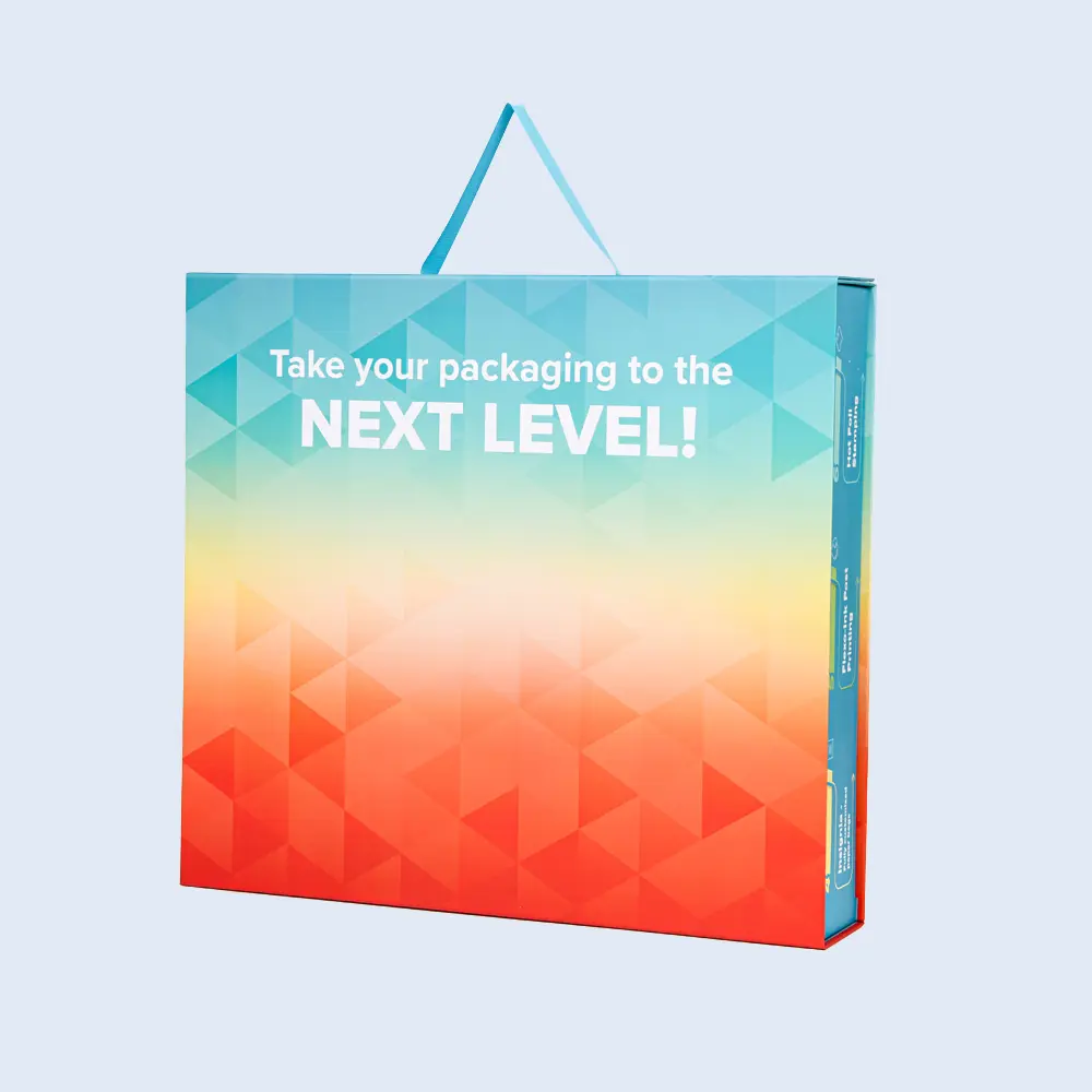 Extra large foldable gift box (OS13) with built-in handle, space-saving collapsible design for luxury events and retail marketing.