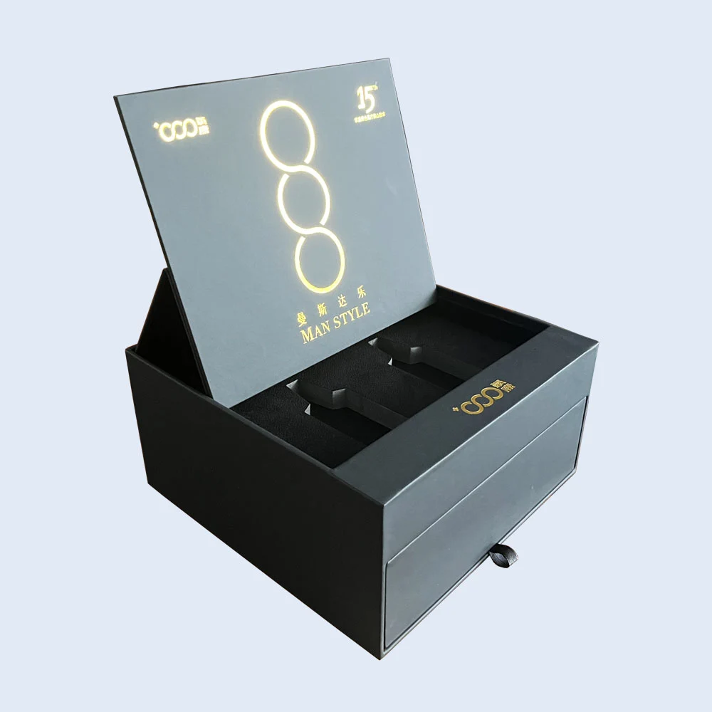 Irregular Shaped Box luxury black drawer style display folding box manstyle zypack 5