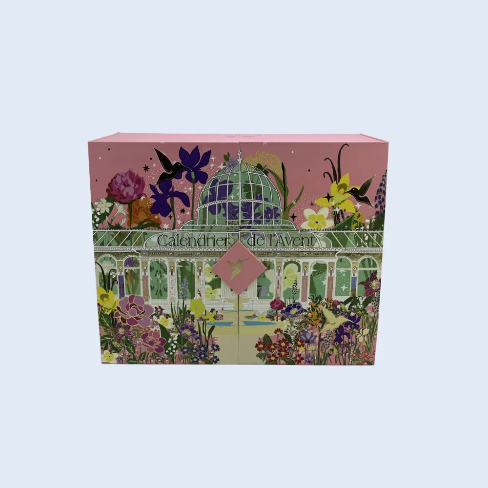 luxury pink 2 door advent calendar box 24 drawers zypack