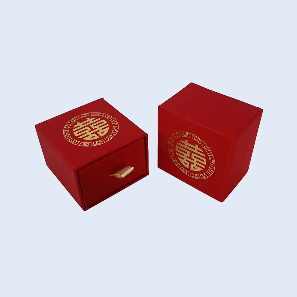 luxury red drawer jewelry box gold foil zypack factory