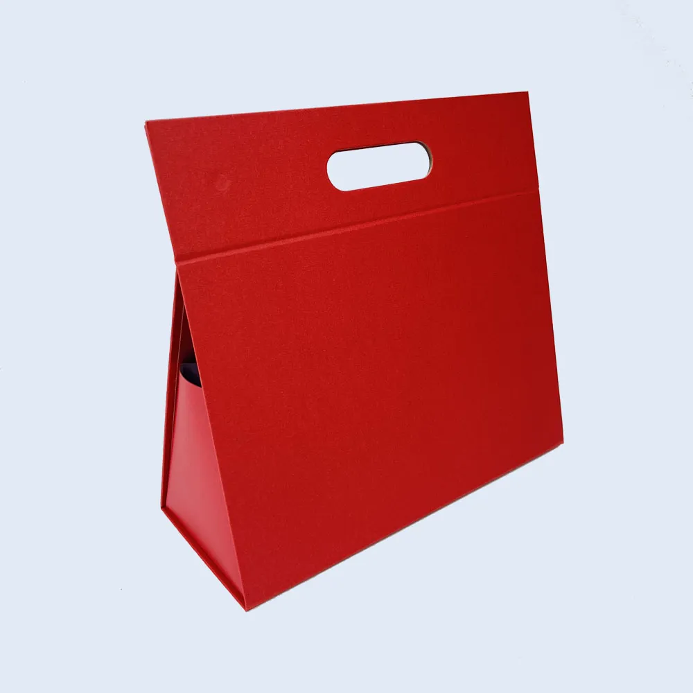 Irregular Shaped Box luxury red handled rigid gift box suitcase style zypack 3