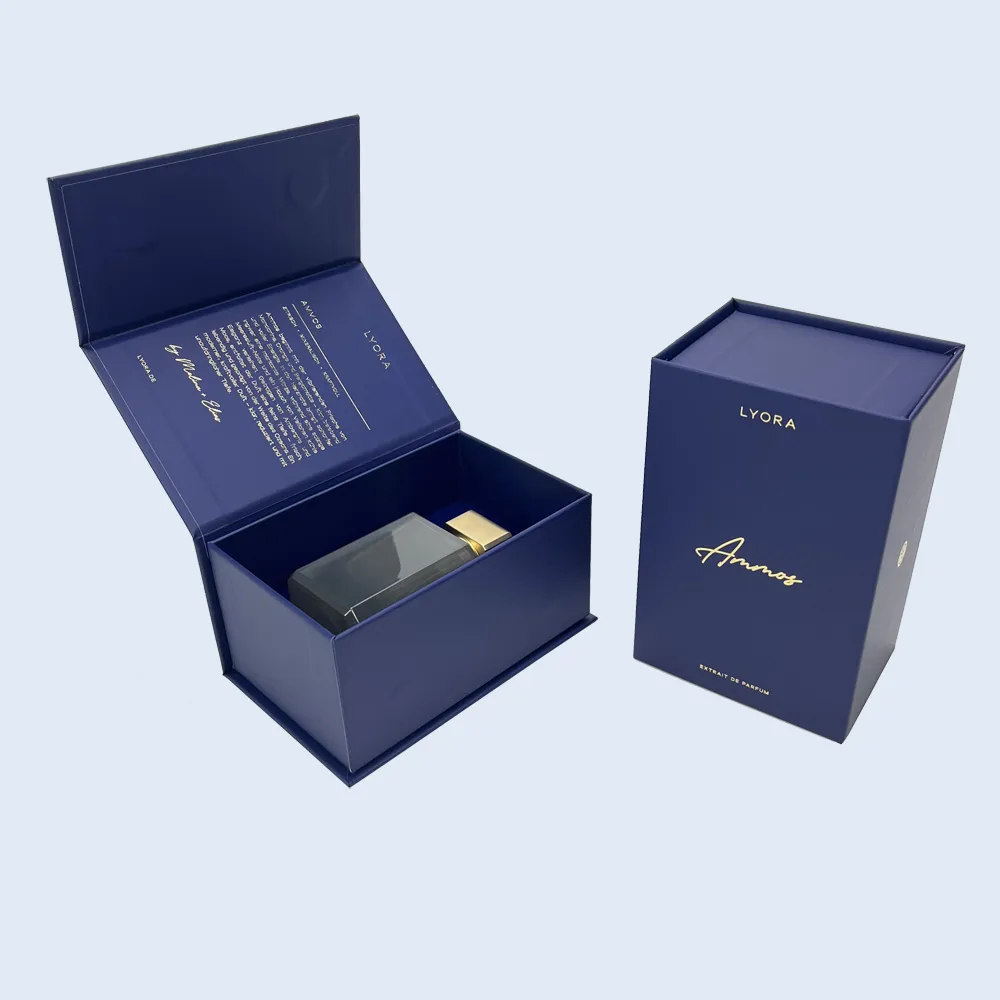 Beauty & Skincare Packaging luxury royal blue magnetic perfume packaging box lyora zypack