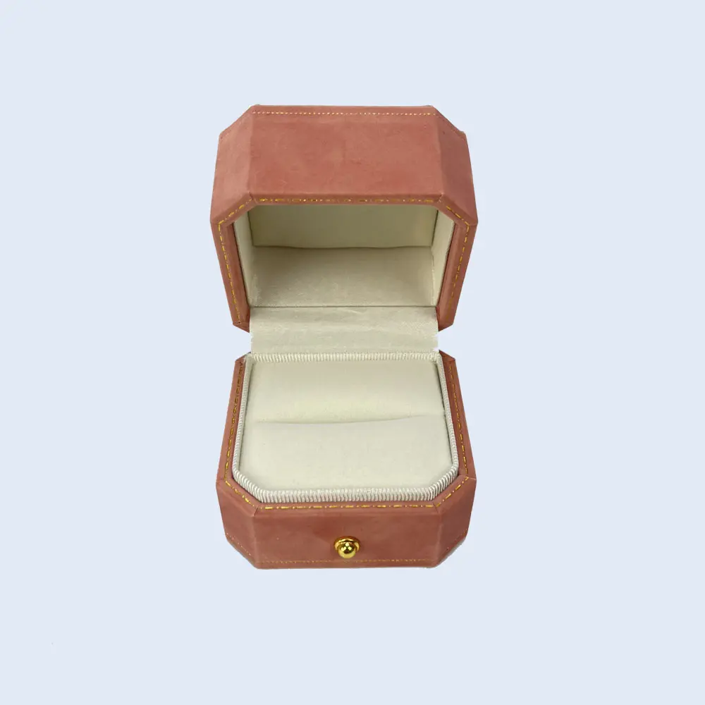 luxury velvet octagonal ring box gold stitching zypack