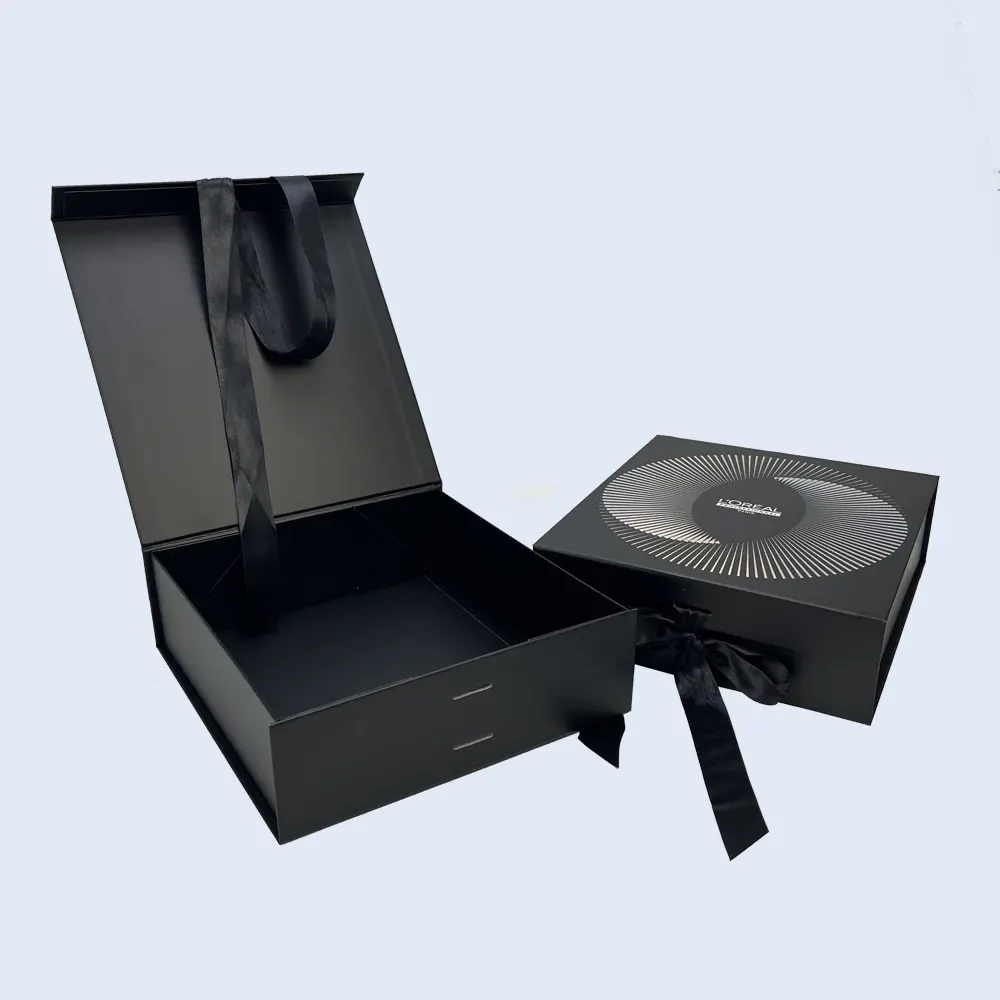 oversized black collapsible rigid box ribbon closure zypack