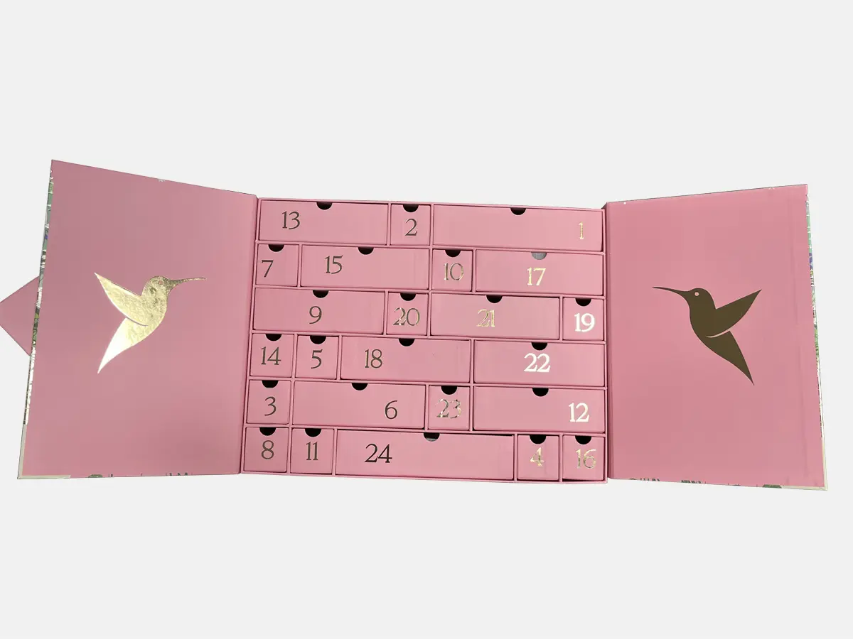 pink hummingbird double door gift box advent calendar zypack