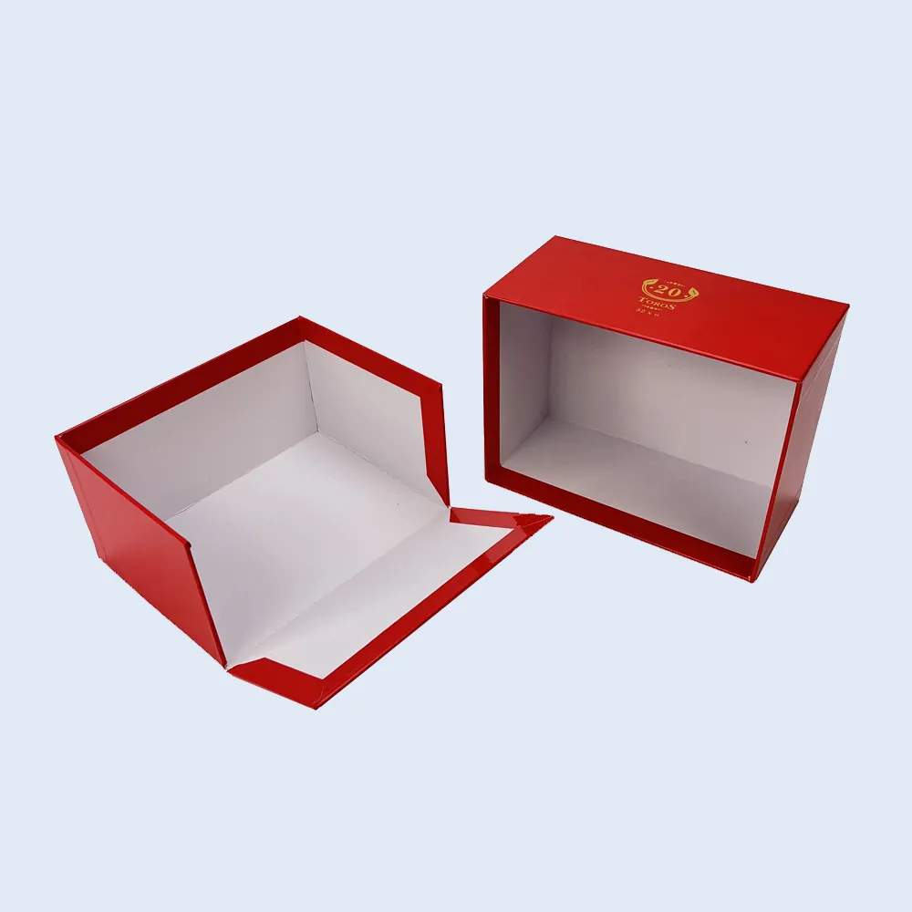 red 2 piece rigid gift box gold stamping zypack factory