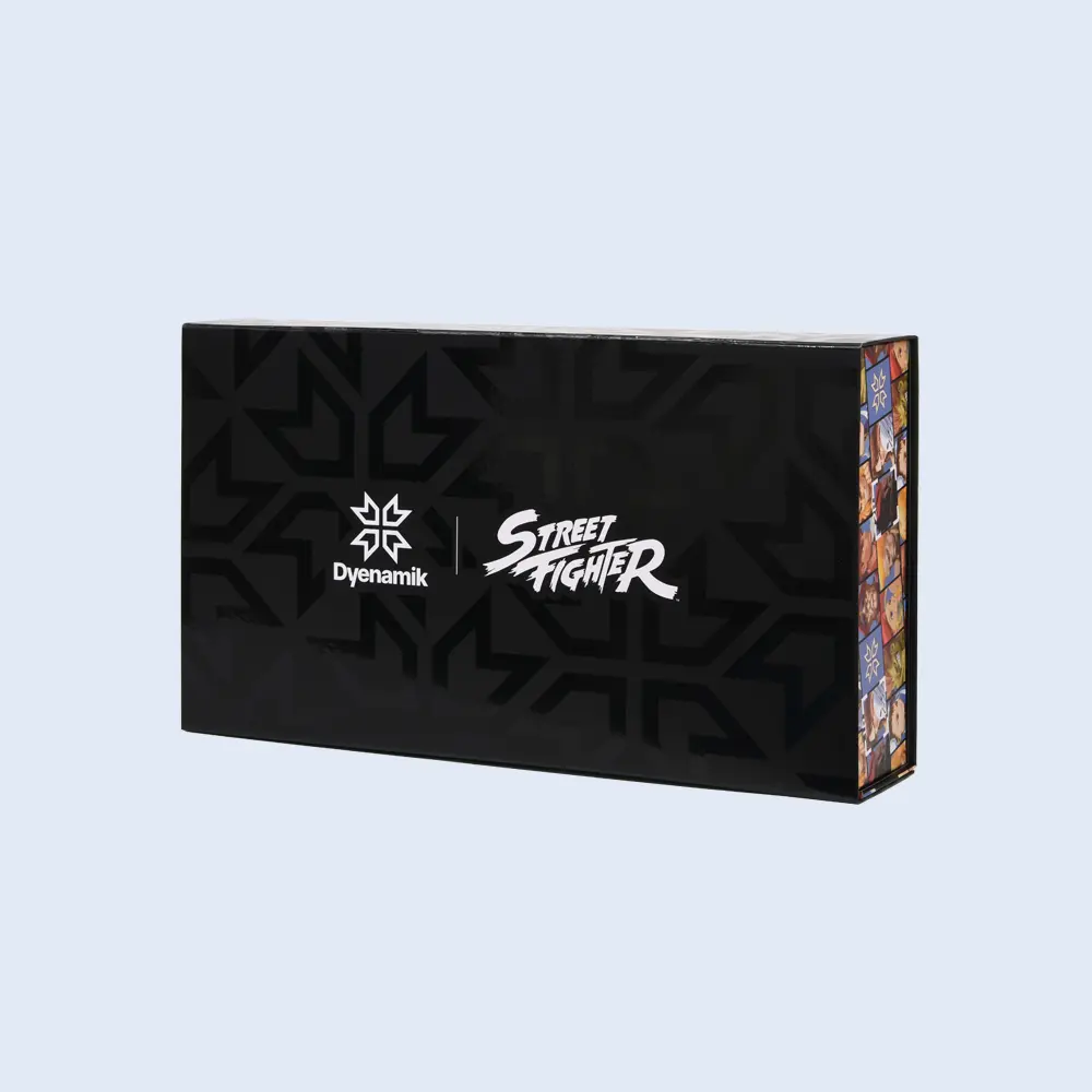 Giant luxury packaging box (OS16) for limited edition gaming collaborations, featuring premium matte black finish and magnetic closure.