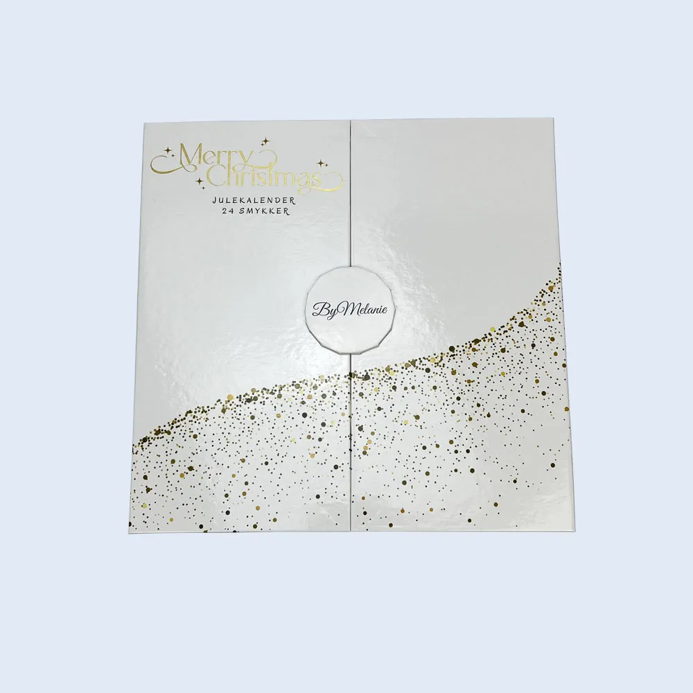 white advent calendar 2 door gift box gold foil zypack