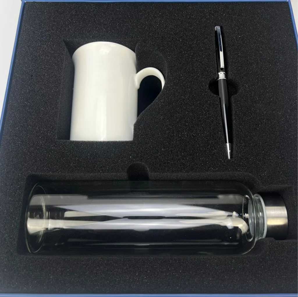 Black die-cut PU sponge foam insert showing open-cell texture. A low-cost polyurethane option available in medium to high densities for budget packaging